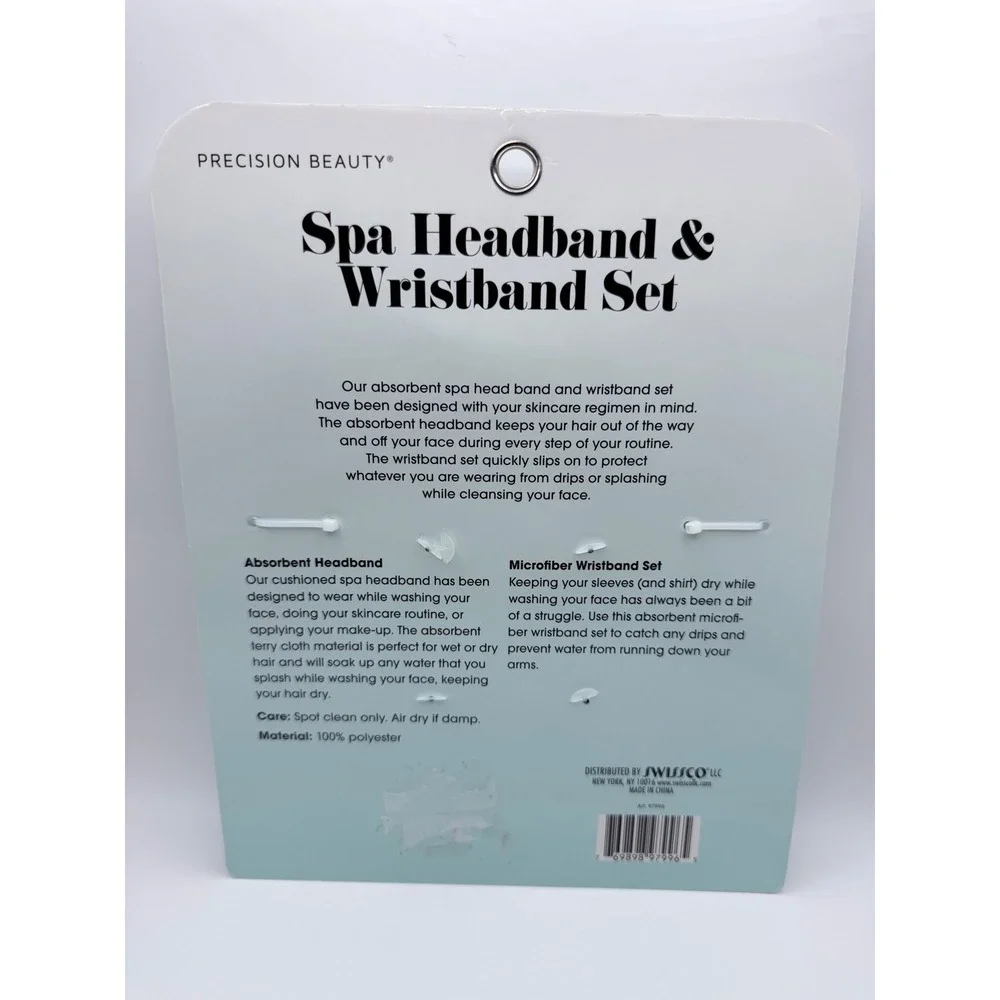 Precision Beauty Spa‎ Headband and Wristband Set 3 Piece Mint Green
